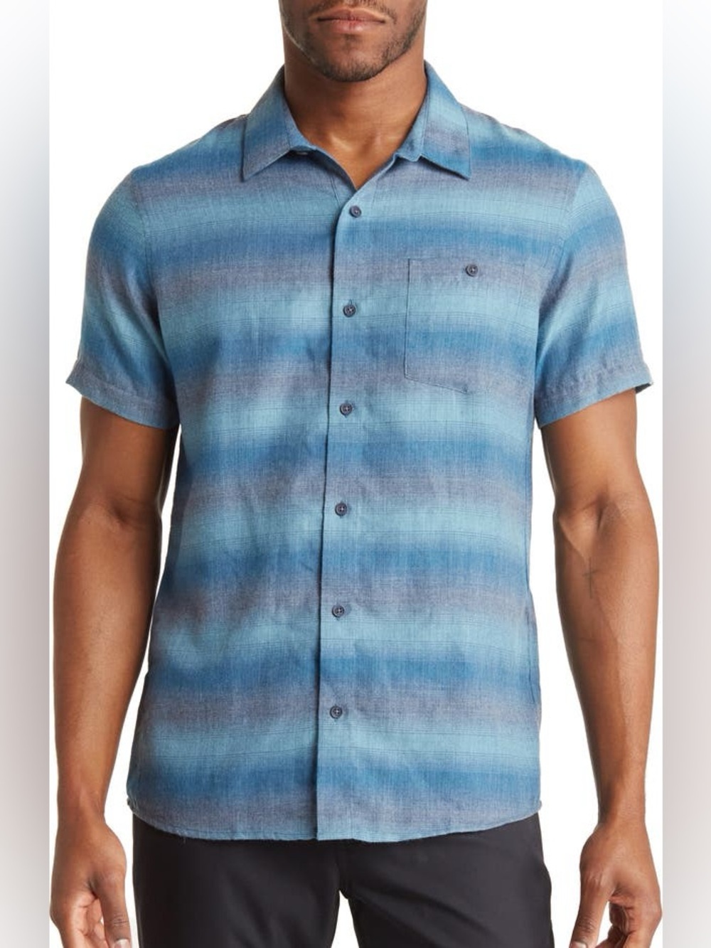 Travis Mathew Casual Short Sleeve Button Up Shirt Men’s Large Blue Neighbor Pool
